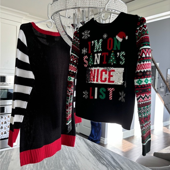 Happy HOLIDAYS , mother and child both sz large bling not ugly beautiful sweater - Picture 13 of 13